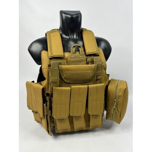 Тактический разгрузочный жилет «5 / пять карманов» с подсумками Tactical Molle Plate Carrier для съемных бронепластин в Домодедово